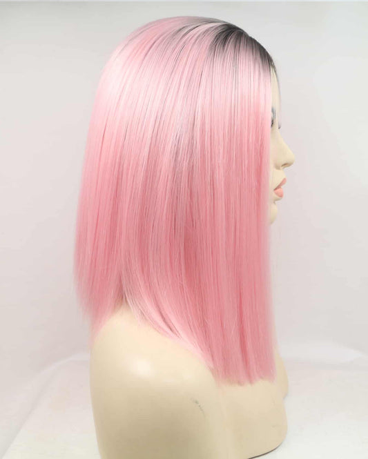 Pink Bob Lace Front Synetheic Wig
