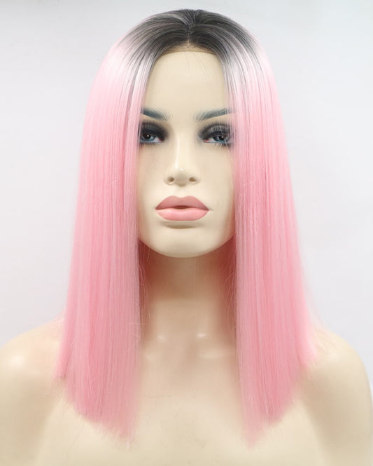 Pink Bob Lace Front Synetheic Wig