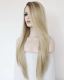 24″ Blonde Ombre Long straight Synthetic Soft Silky Lace Front Wig