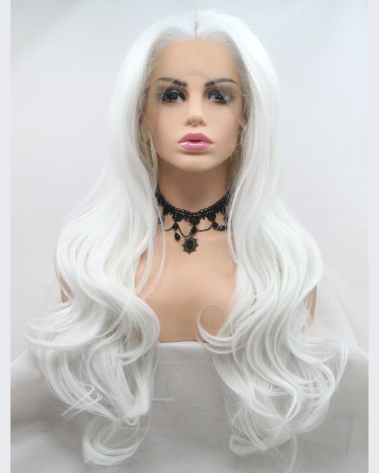 White Blonde Body Wave Synthetic Lace Front Wig