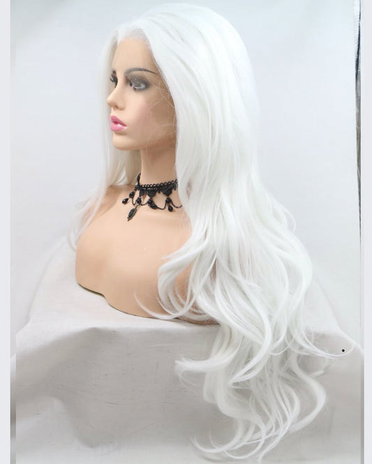 White Blonde Body Wave Synthetic Lace Front Wig